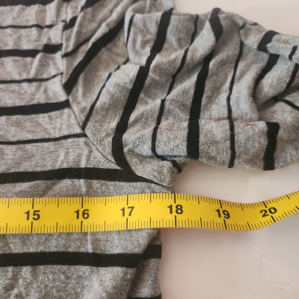 Cable &‎ Gauge Womens Grey Black Striped Braided Neck Long Sleeve Top Large - Picture 4 of 5